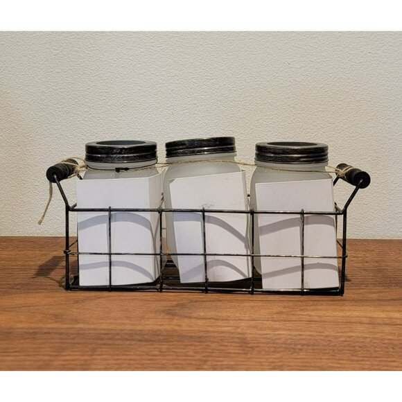 RARE Rae Dunn Plant Grow Bloom Mason Jar Set With Wire Holder 2017 - Picture 11 of 13